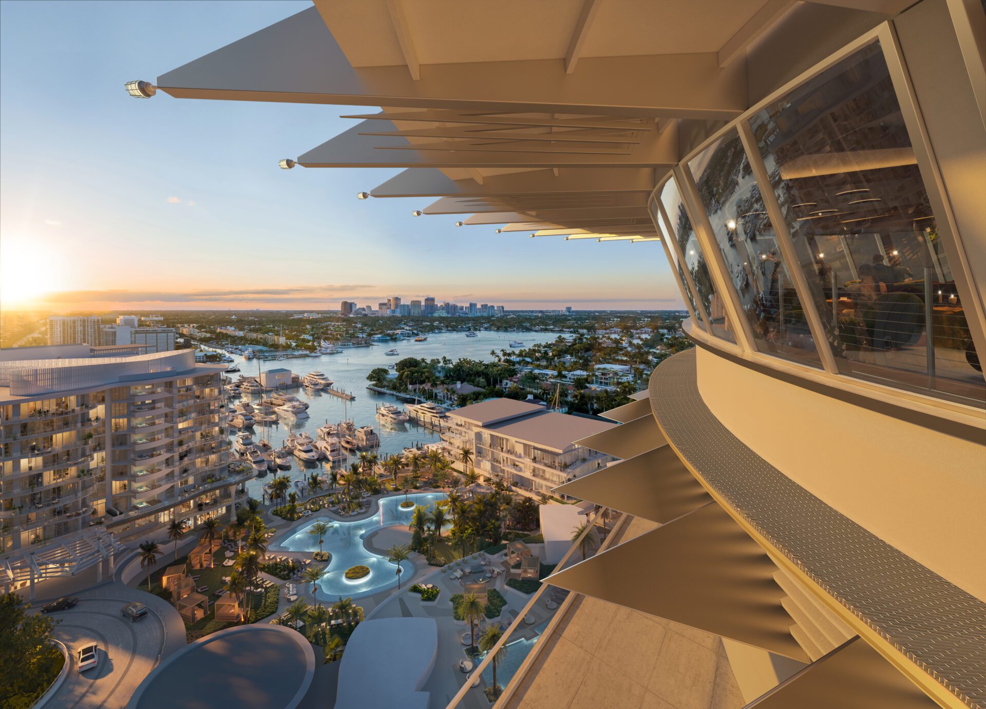 View of Pier Sixty-Six Hotel and Marina from the residences