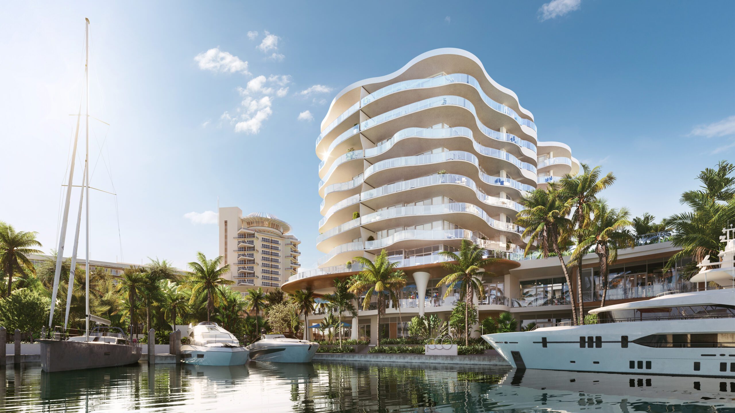 View from the water of Pier Sixty-Six Residences in Fort Lauderdale
